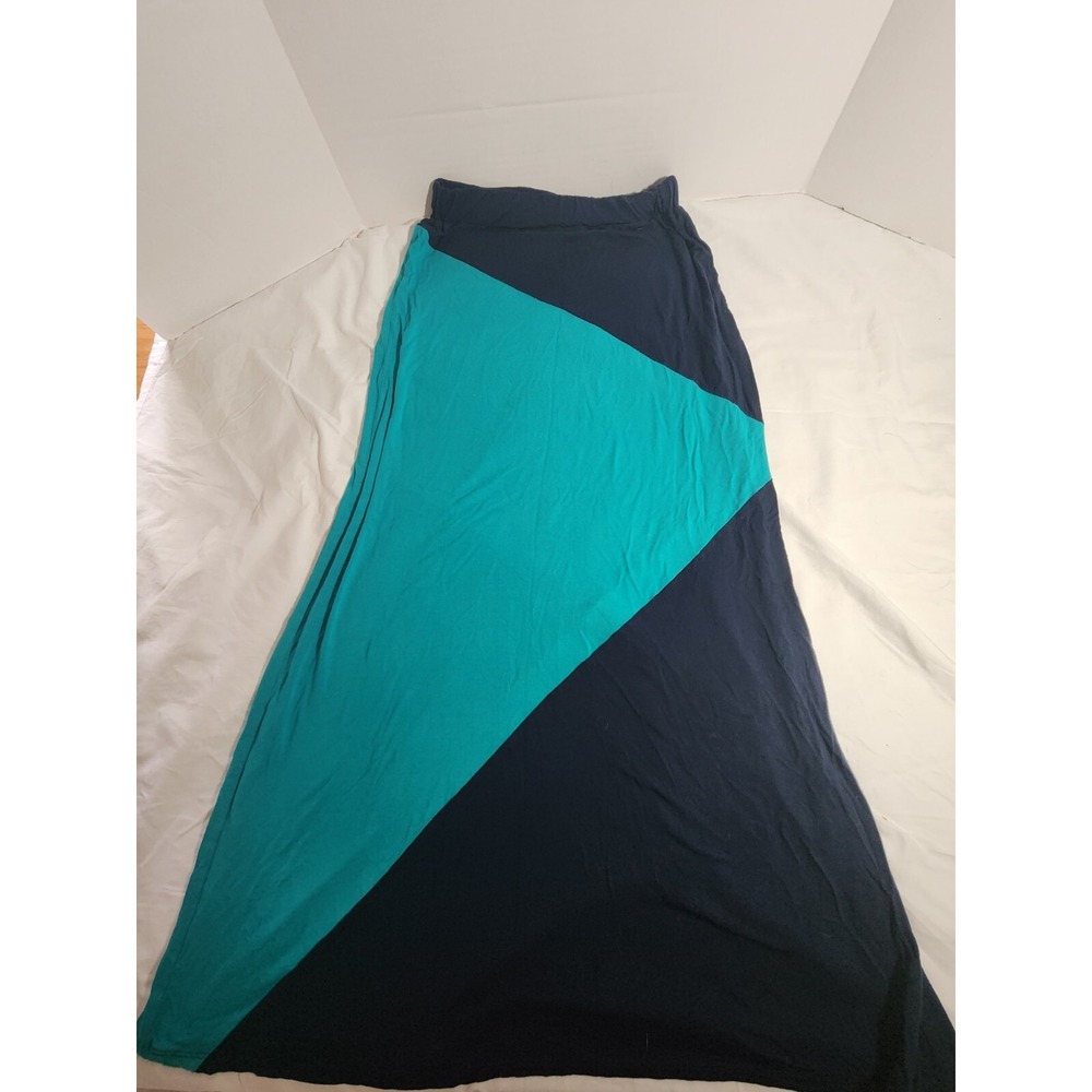 Michael Stars‎ Blue Color Block Maxi Skirt Jersey Size S
